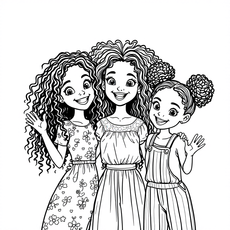Neveha and cousins coloring book cover